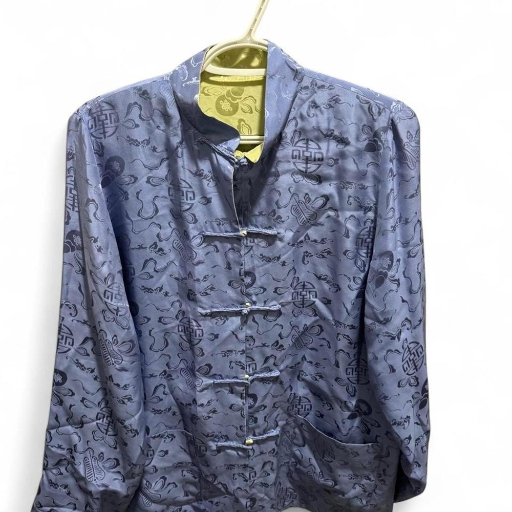 90s 100% Silk Top Reversible Silk Dragon Print